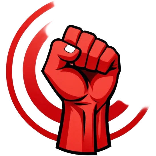 An emblem-style design symbolizing striking martial arts. The emblem features a powerful fist, representing strength and precision, surrounded by dynamic lines and motion, evoking speed and impact. Bold colors and sharp edges give the emblem an intense and energetic look emoji