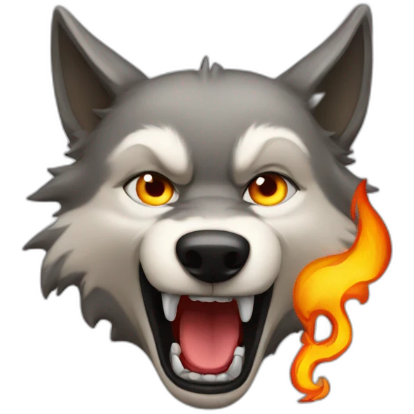 Wolf with fire in mouth emoji