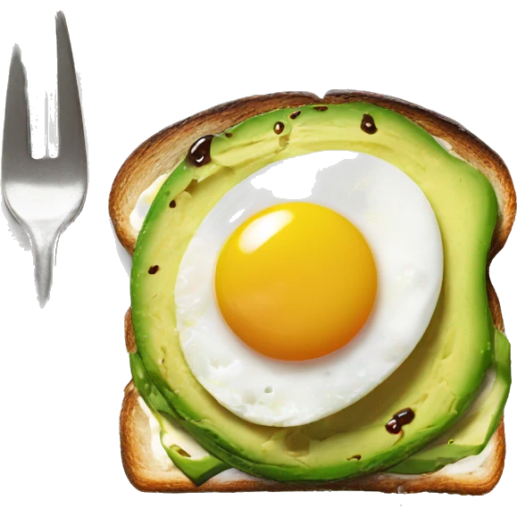 Avocado toast with an egg on it and a drizzle of balsamic vinegar emoji