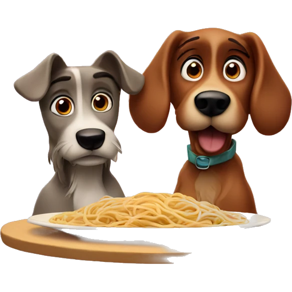 Lady and the Tramp eating spaghetti  emoji