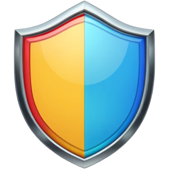 A shield emoji, minimal and colorful with clear outlines, rounded or circular shape emoji