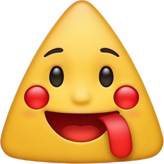laughing emoji with a red triangle covering the lower half of the face, blending both symbols into one expressive emoji emoji