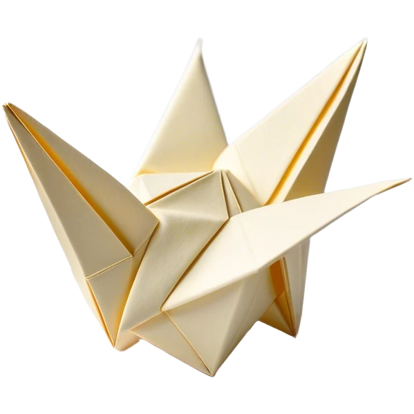 Cinematic Realistic depiction of an elegant origami creation, rendered with delicate paper textures and intricate folds, set on a minimalist background with soft, diffuse lighting that accentuates its artistic precision emoji