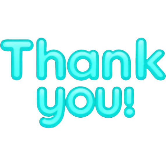 THE WORDS THANK YOU IN NEON TEAL RESEMBLING A NEON SIGN emoji