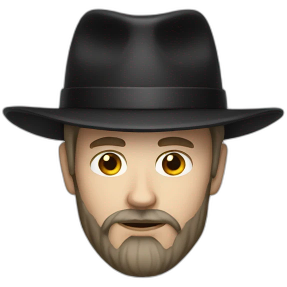 White skinned man with a small beard and black hat emoji