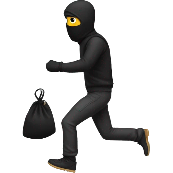 robber running to the left with a black bag emoji