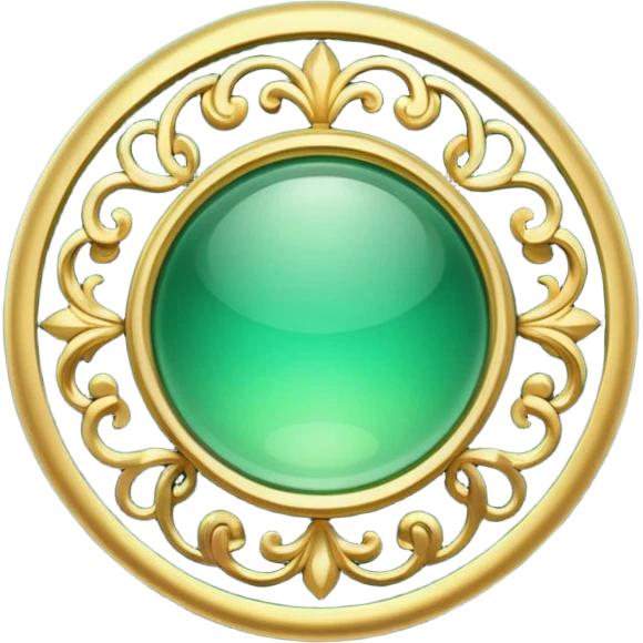 Jade and gold filigree style rounded icon button emoji