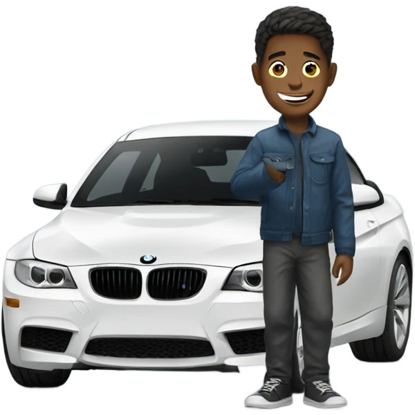 BMW with a boy emoji