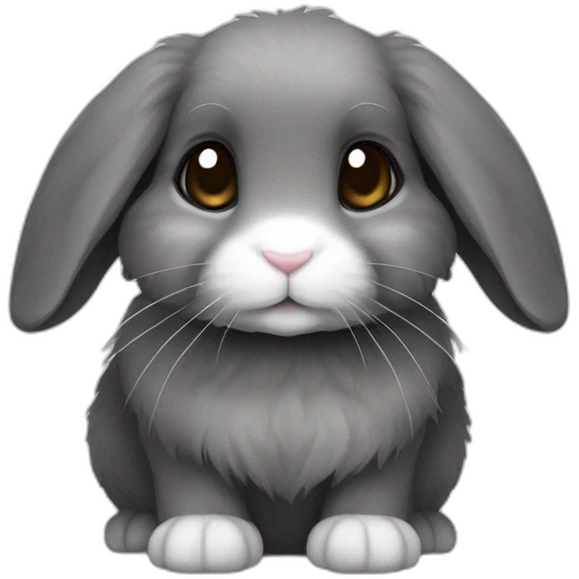 mini lop rabbit with dark grey fur and hint brown emoji