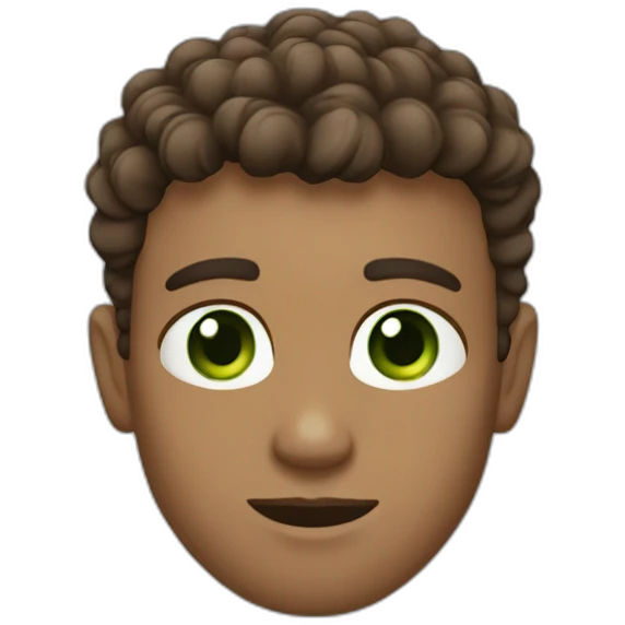 man face green eyes brown curls fade haircut emoji