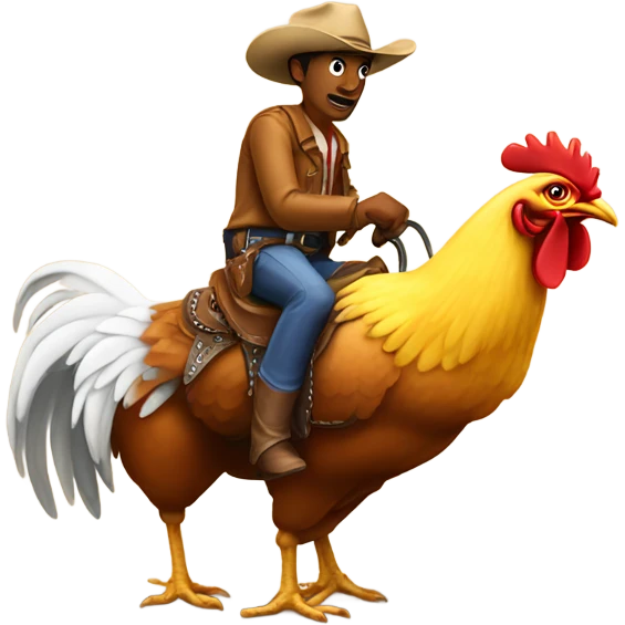 Cowboy riding a big chicken  emoji