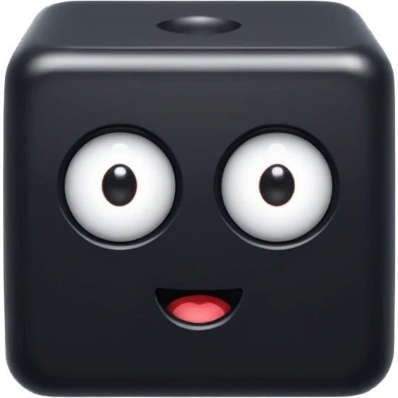black cube with googley eyes emoji