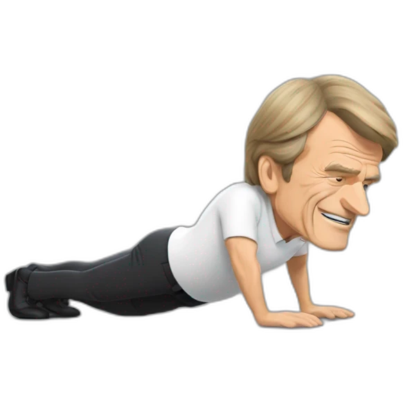 Bernard Kouchner doing push-ups emoji