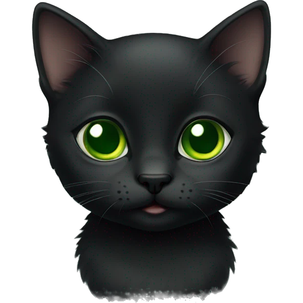 Black kitten green eyes emoji