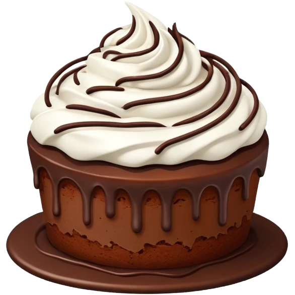 Mud cake with whipped cream emoji