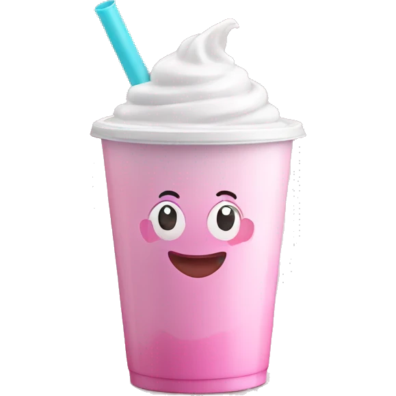 Drink pink yogurt in plastic cup with tube  emoji