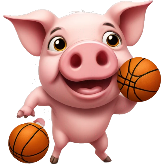 Pig playing basketball emoji