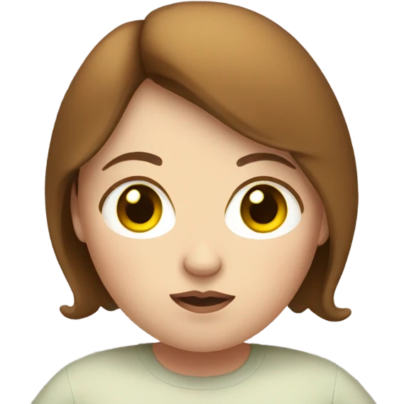Very overweight young white short woman with brown hair emoji