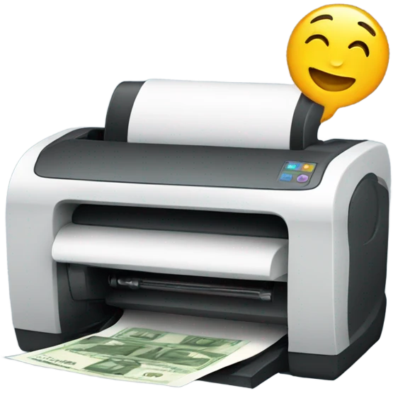 Printer printing money emoji