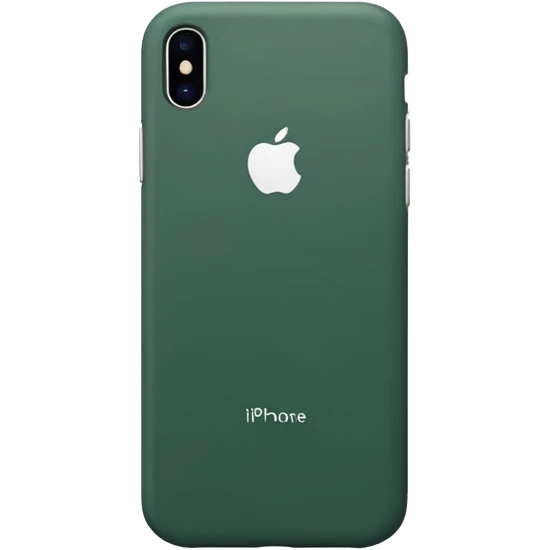 white iPhone with dark green case, minimalism emoji