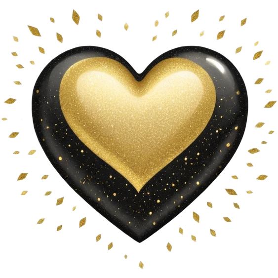 Black heart with gold sparkle emoji
