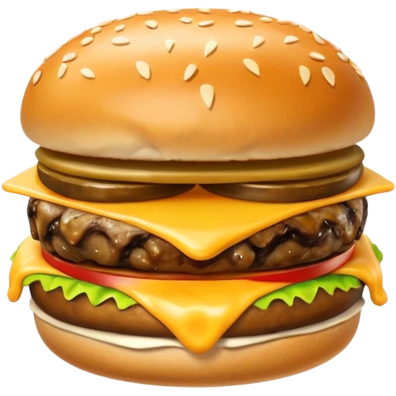 mushroom burger object icon, sauteed mushrooms, beef patty, melted cheese, sesame bun, 3D cartoon, mobile game icon style, clean background, no text, no watermark
 emoji