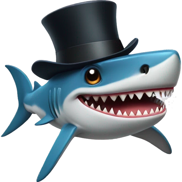Shark with a top hat emoji