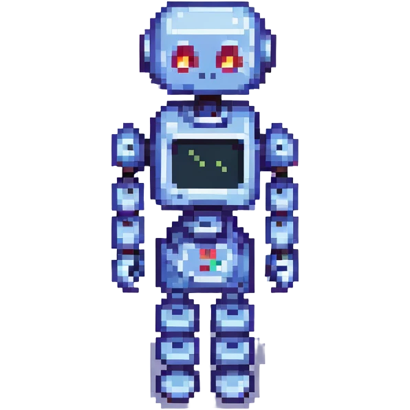 a robot presenting a screen, pixel art style emoji