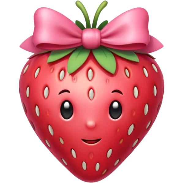 A strawberry with a bow cute pink  emoji