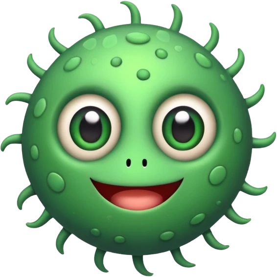 cute green virus with big eyes emoji