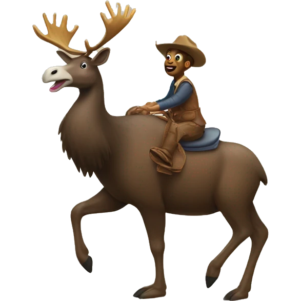 Silly goose riding a moose emoji