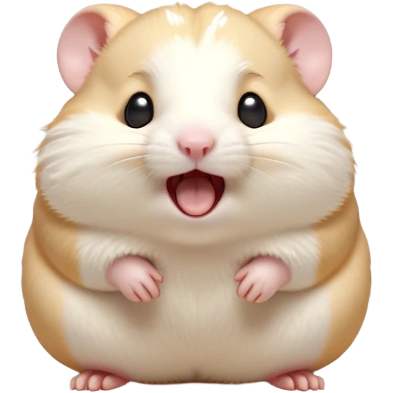 Cinematic Cute Yawning Cream Hamster Portrait Emoji, Head tilted slightly with a dramatic, wide-open yawn, showcasing a soft, pristine cream fur with tiny droopy ears, round dark eyes barely open in drowsy contentment, Simplified yet irresistibly adorable features, highly detailed, glowing with a soft, cozy glow, high shine, relaxed yet expressive, stylized with a touch of whimsy, bright and endearing, soft glowing outline, capturing the essence of a sleepy yet affectionate hamster, so drowsy it feels like it could stretch out of the screen and curl up for a nap! emoji