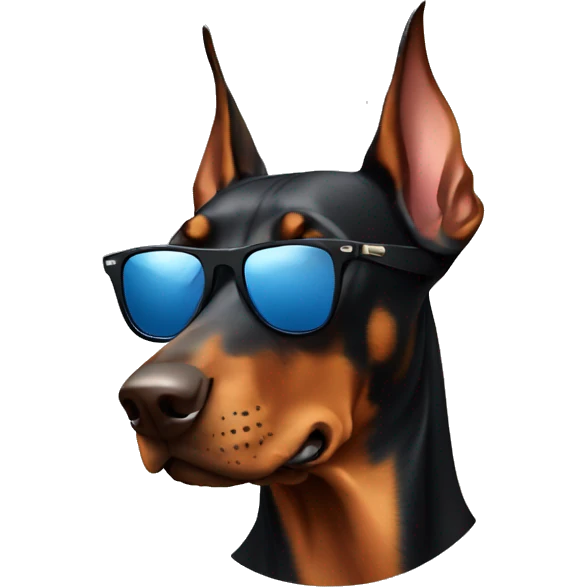 Doberman dog wearing sunglasses emoji