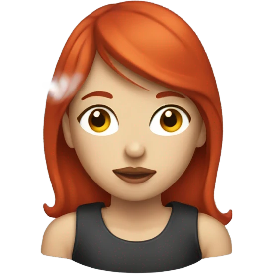 A girl with red hair smokes aikos emoji