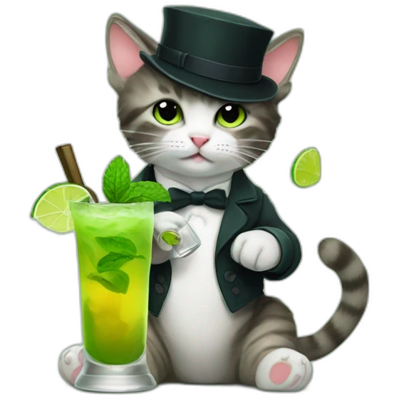 baby sherlock holmes cat drinking mojito emoji