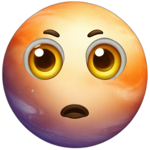 planet Mercury with a cartoon hypnotic face with big kind eyes emoji