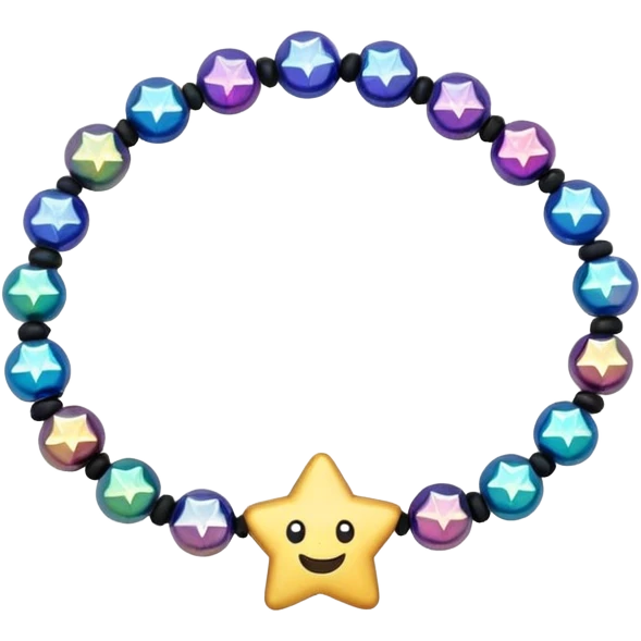 colourful round beaded bracelet with some star beads emoji