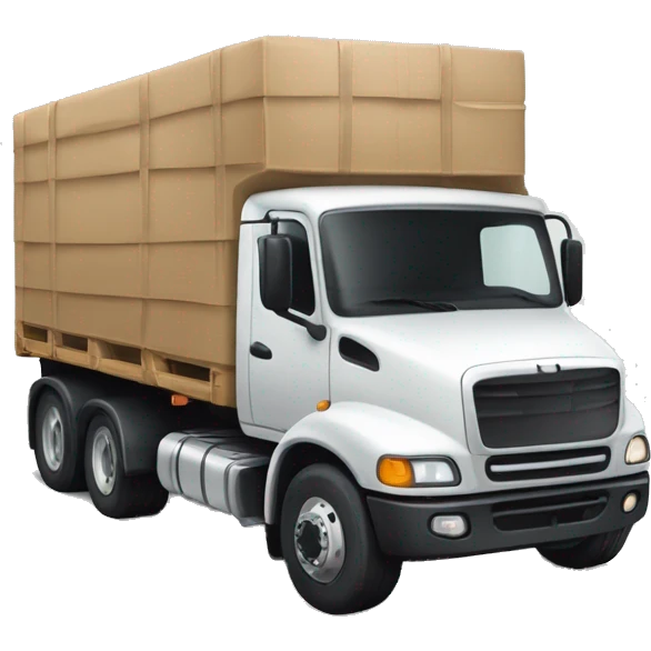 Camion de livraison avec un gros colis  emoji