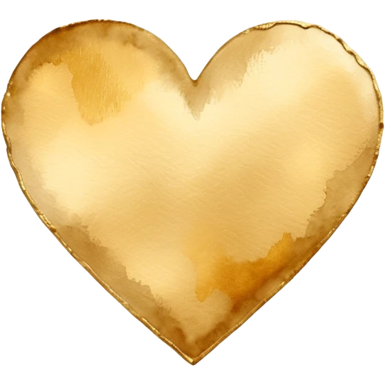 minimalist watercolor heart icon, monochromatic gold washes, soft bleeding edges, on textured white paper, serene and emotional, perfect for app icon, transparent background, flat lay --style raw --stylize 150 emoji