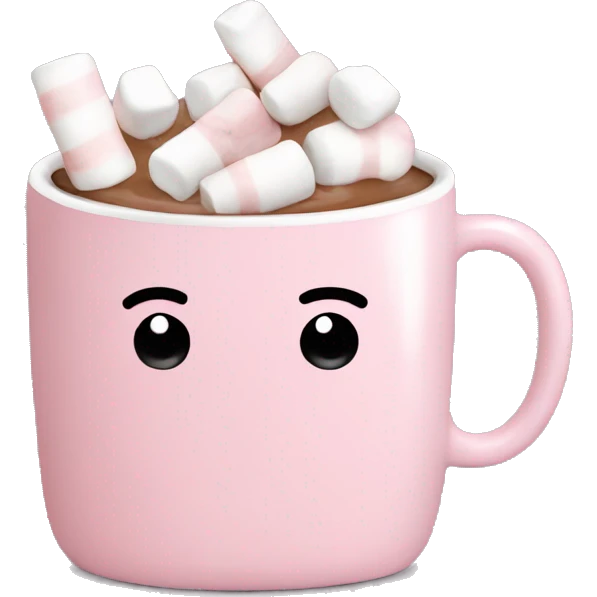 Light Pink mug of hot chocolate with marshmallows  emoji