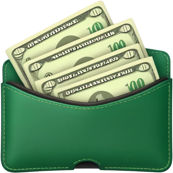 green wallet with dollars emoji