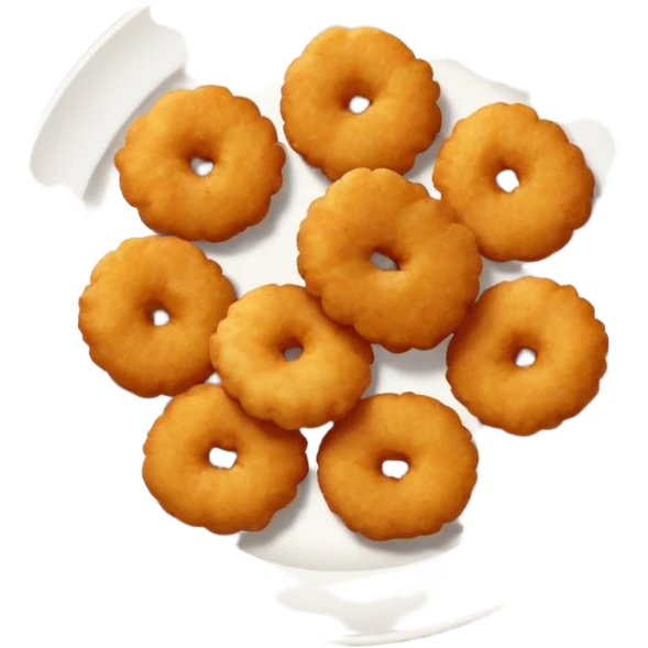 A bunch of chicken nuggets doing six seven emoji