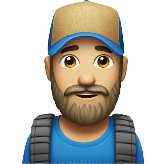 Bearded White male wearing a blue trucker hat. Realistic style  emoji
