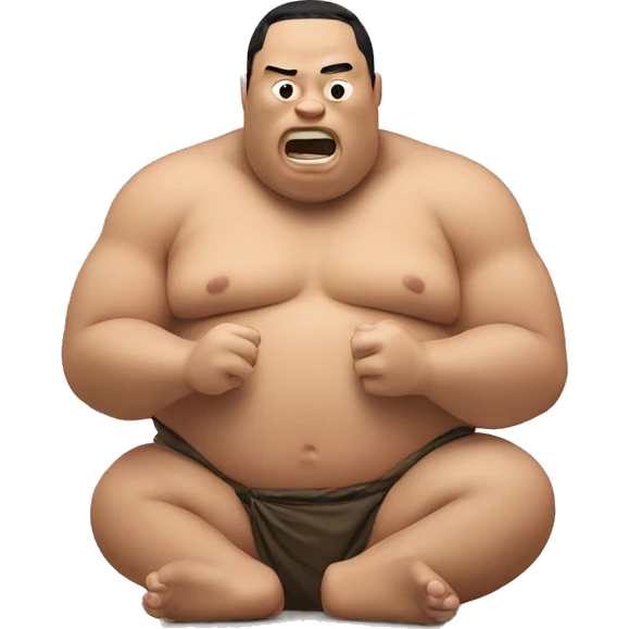 Sumo wrestler eating steak emoji