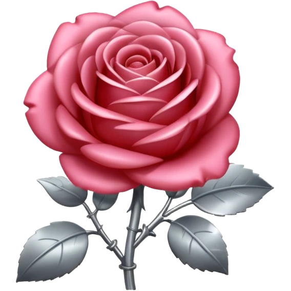 gray metal chrome rose, without green leaves, just flower emoji