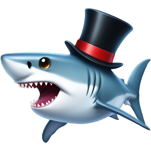 Shark with a top hat emoji