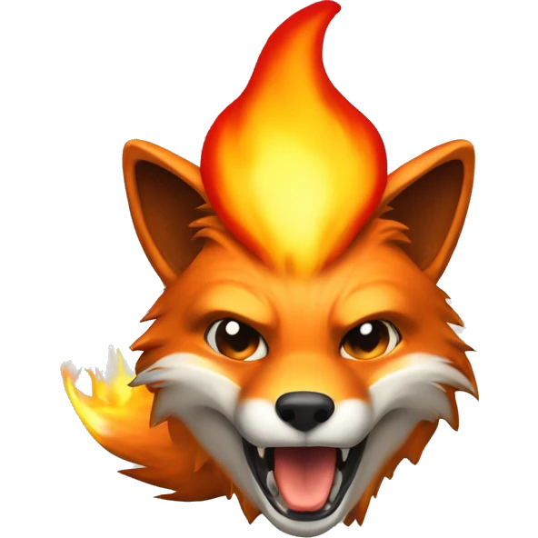
A fox with a flame coming out of its head because it got angry while playing a game on the computer emoji