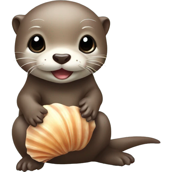 Baby otter with a seashell emoji