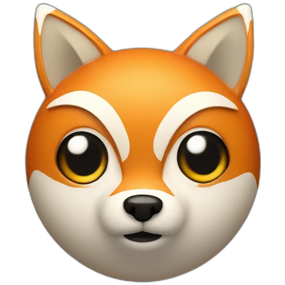 3d sphere with a cartoon Fox skin texture with big calm eyes emoji