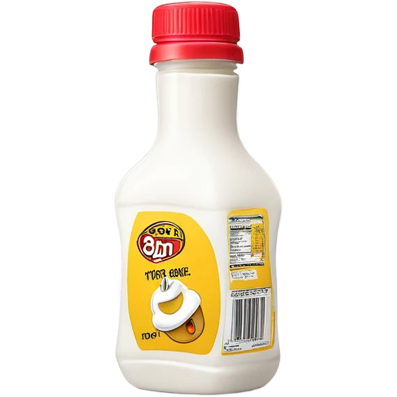 white Squeeze Sauce Bottle but thinner bottle gotta have cap and now the same picture but upside down like if it’s about to pour white sauce but it’s not  emoji
